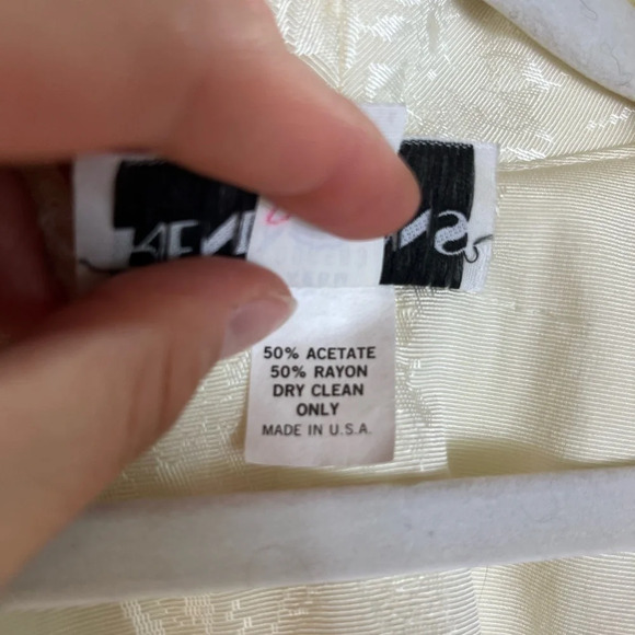 Vintage Ivory Brocade Blazer M/L Coquette Bridal Cottagecore Puff Sleeve ILGWU - Picture 13 of 16